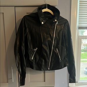 Torrid Black Leather Biker Jacket with Asymmetrical Zipper